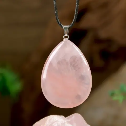 Natural Rose Quartz Healing Stone Pendant Necklace, Elegant Healing Crystal Necklace for Women, Perfect Gift for Love and Harmony, Jewel Necklace, Neck Jewelry, Pendant With Necklace