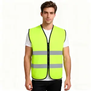 Reflective Safety Vest with Zipper Waist, Workwear Reflective Vest for Traffic Biking, Structured Reflective Clothing, High Visibility Vest