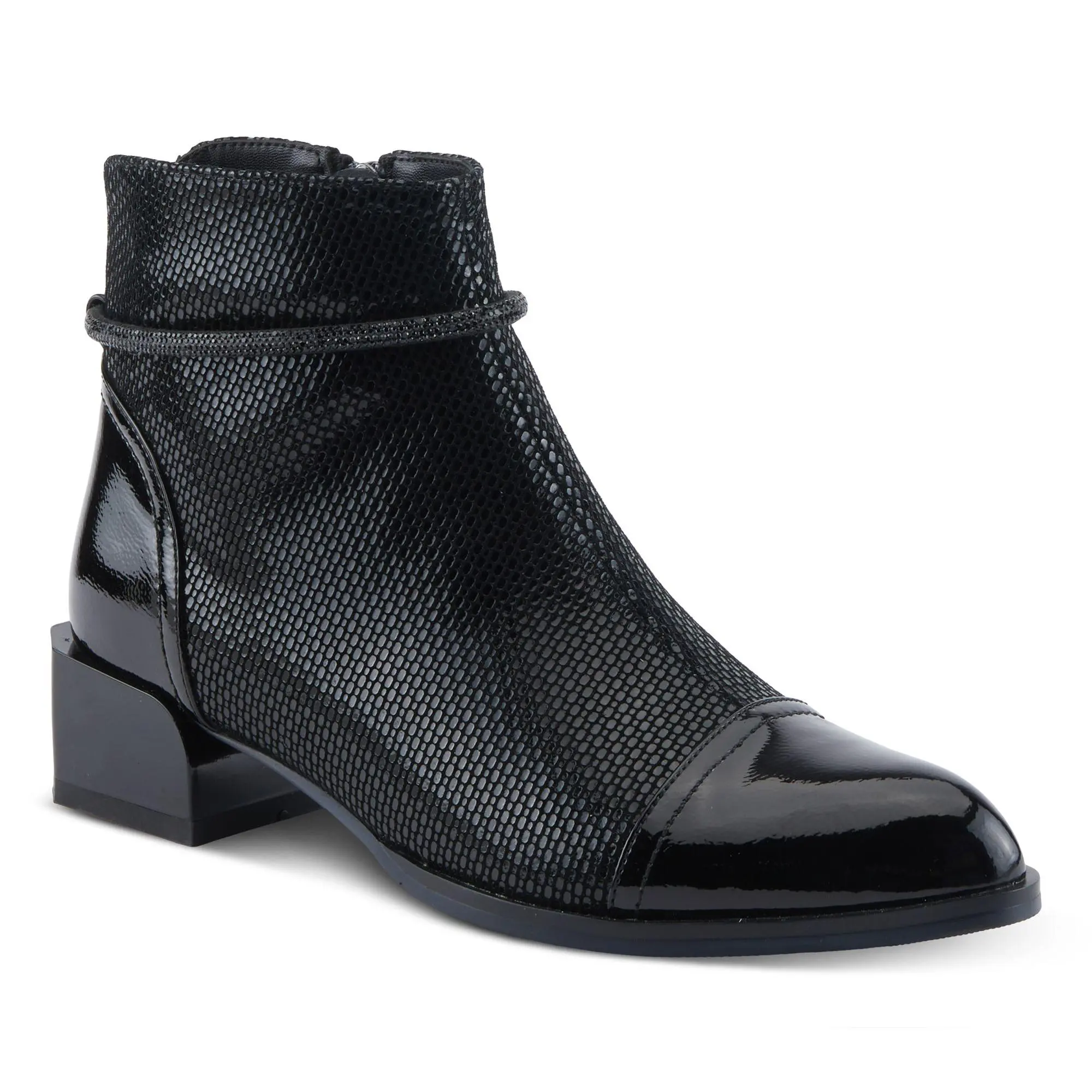 Azura by Spring Step Patent Leather Cap-Toe Boots - Shelbi