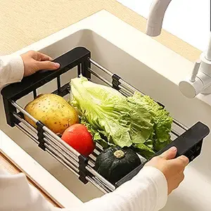Space-saving countertop organizer with adjustable width, rust-resistant build, separate sections for plates, utensils, and mugs, keeping dishes neat and dry