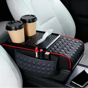 Universal Car Interior Accessories for Stowing Tidying, Cup holder & Phone Storage for Vehicles, Car Center Console Armrest Pad, Multifunctional 4 in 1 Car Storage Bag, Car Interior Accessories Armrest Box Storage Pocket