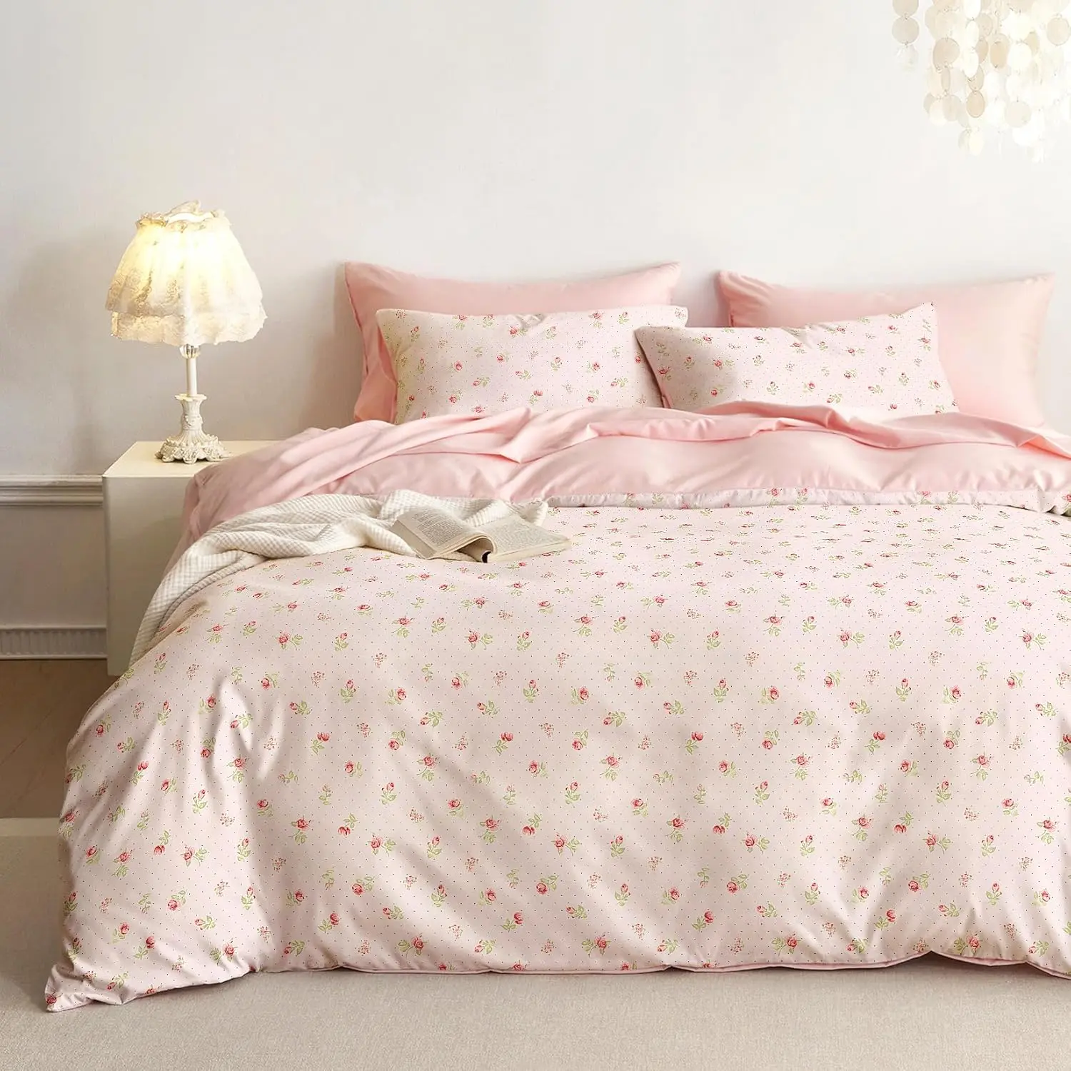- Floral Comforter Set,  Cottagecore Aesthetic Cute Flower Rose  for Women Teen Girls, Soft Lightweight Dorm Beddg, 3 count, Dusty Pk, Tw/Tw XL Size