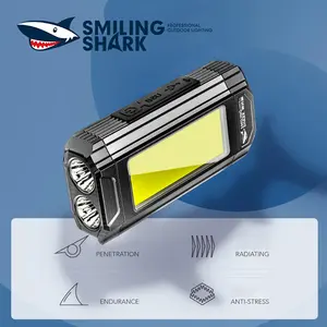 【G911B】wartSmiling Shark Super Bright Portable lightingCOB Led Working Lamp Q5 30W Portable lighting Tail Magnet Clip With Hook Multi-function Flashlight Inspection Ultra Bright Waterproof Torch