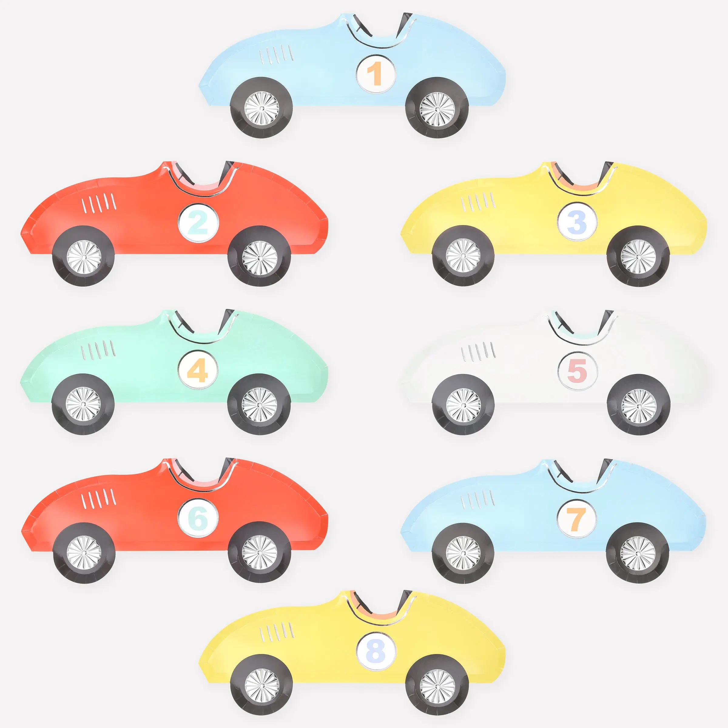 Race Car Shaped Paper Plates (x 8)
