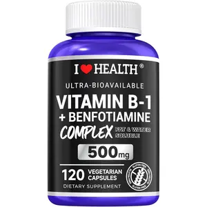 I Love Health Vitamin B1 500mg with Benfotiamine 20mg - 2 in 1 B-1 Complex Non-GMO, Fat & Water Soluble Thiamine Supplement 120 Capsules
