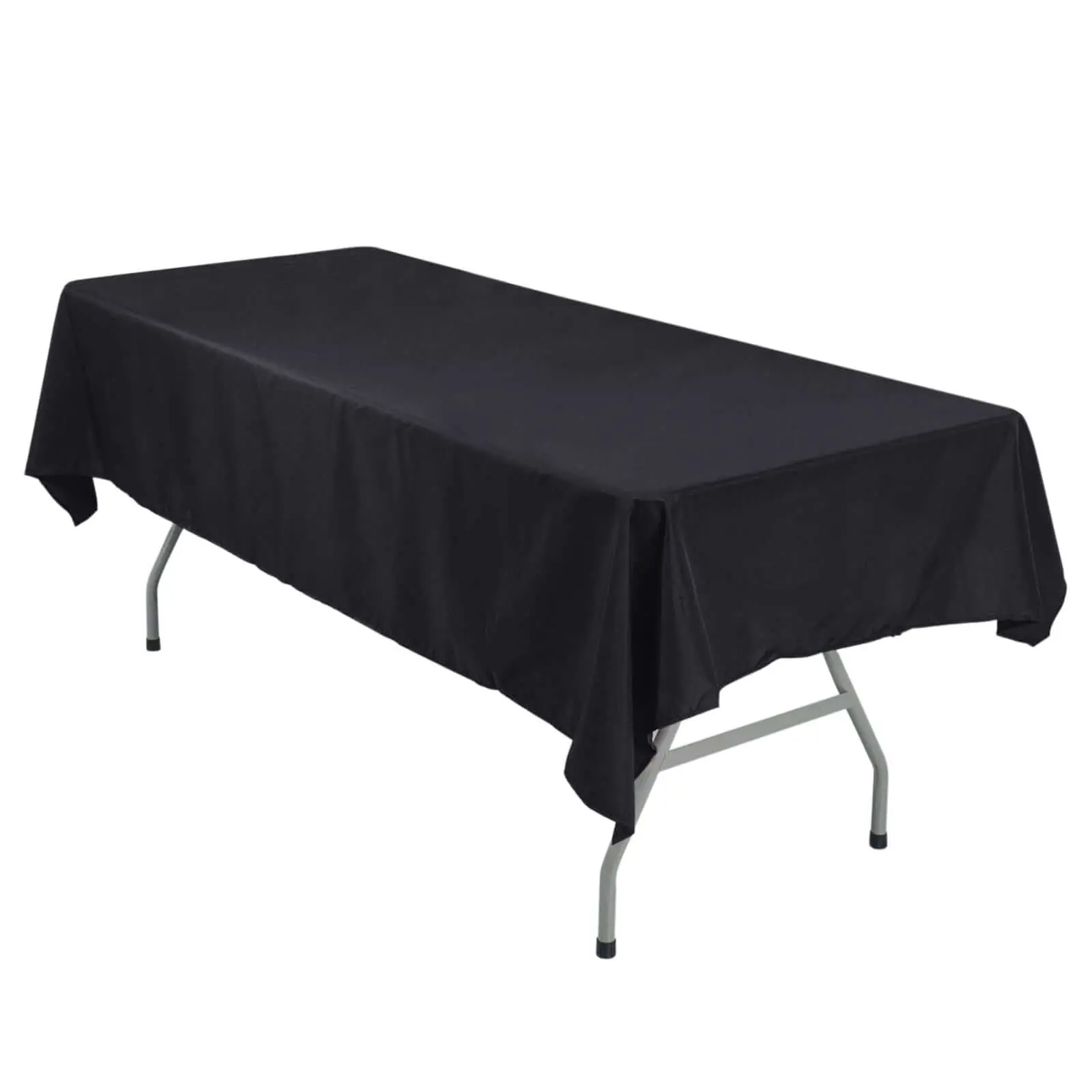 Black Polyester 54"x96" Rectangle Tablecloth - Wrinkle-Free, Washable Table Cover, Machine Wash, Easy-to-Care Outdoor Table Accessory
