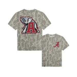 Alabama Logo Camo Bottomland Tshirt, Mossy Oak Bottomland Alabama Logo Camouflage Shirt