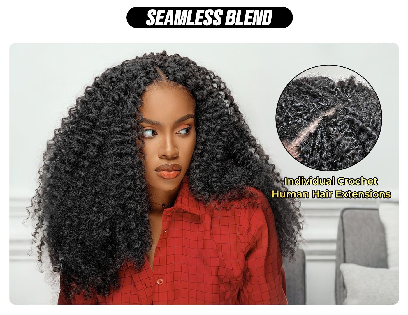 OQ HAIR Burmese Curly Crochet Hair Natural Black Machine Made Feather Crochet Human Hair Extension Miracle Knots Boho Braids #SummerVibes
