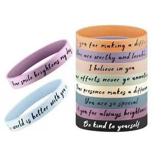 Unisex Silicone Rubber Bangle Wristbands with Inspirational Letter Messages - Adult Size Fashion Accessory Bracelet