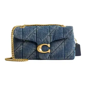 COACH Tabby 26 Quilted Crossbody Shoulder Bag for Women, Magnetic Snap Closure with Interior Zip Pocket, Fabric, Medium Size, Deep Indigo Blue