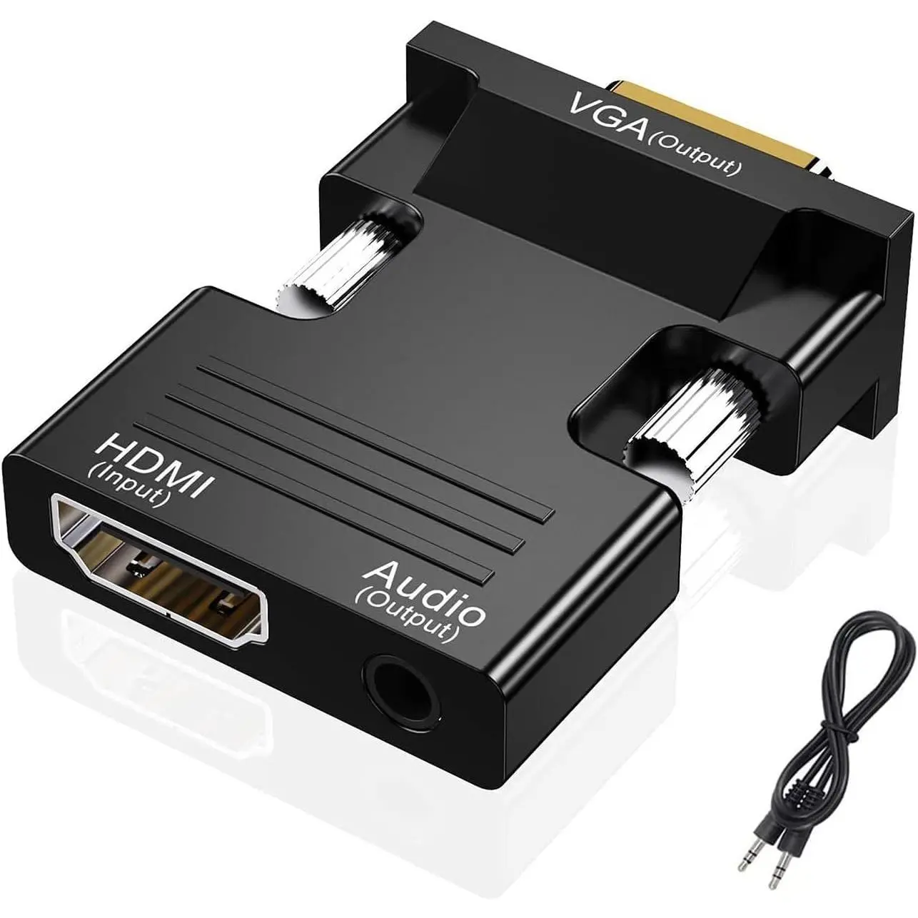 HDMI to VGA Adapter Converter, Audio Output Computer Set-top Box Connector Dongle for Laptop, PC, Monitor, Projector, HDTV, Chromebook, Roku, Xbox -3.5mm Stereo Cable Included