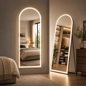 Floor Mirror Stand Mirror Full Length , With LED Lights and No LED Lights Two styles, LED Floor Mirror styles Dimming & 3 Color Lighting