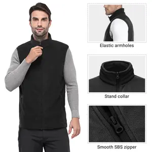 Outdoor Ventures Men's Full-Zip Polar Fleece Vest Outerwear Lightweight Warm Casual Sleeveless Jacket for Fall & Winter
