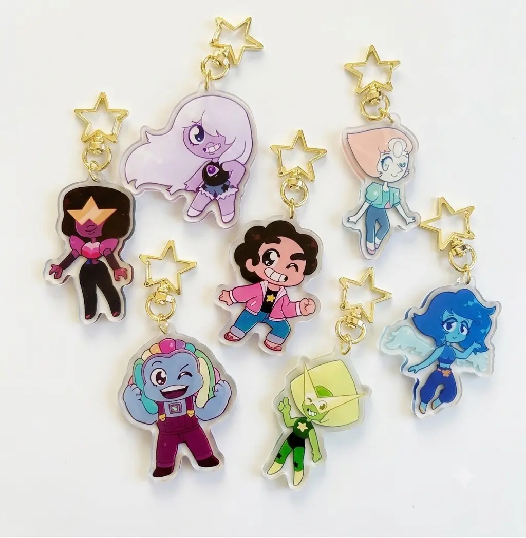 Steven Universe Crystal Gems Double Sided Keychains (Steven, Garnet, Amethyst, Pearl, Lapis, Bismuth and Peridot)