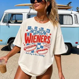 [Sale up to 50%] [Free Ship] Trendy Bad Day to Be a Hotdog Comfort Color T-Shirt, Retro I'm Just Here For The Wieners Shirt, Preppy 4th of July Sublimation