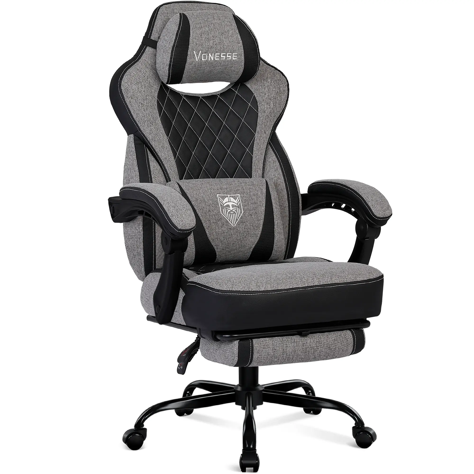 Vonesse Gaming Chair, Reclining Fabric Gaming Chairs for Adults 250LBS, Office Chair with Pocket Spring Cushion, Computer Chair with Footrest and Massage Lumbar Support  3011