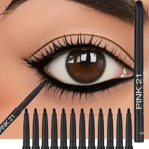 12-pack anti-smudge black waterproof pigmented eyeliner pencil, Cosmetic, long-lasting wear, soft and smooth, easy to apply, water and sweat resistant, perfect winged effect, beginner-friendly, suitable for everyday and dramatic makeup