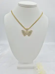 Spanish style chain with a butterfly pendant in 14k god plated. (46)