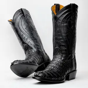 Genuine Black Boots - Round Toe