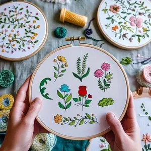 2 Sheets of Floral Embroidery Stabilizer - Water-Soluble Pre-Printed Stabilizer for Beginners