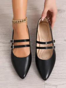 Women's Flat Pointed Toe Slip-On Loafers, Fashion Casual Commuter Comfort Lightweight Rubber Shoes, Elegant Daily Wear Footwear, Pointed Toe Flats