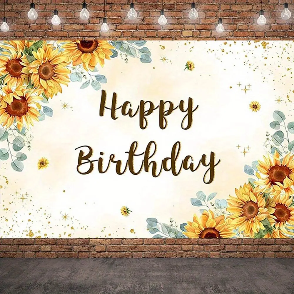 1PC Polyester Reusable 2D Flat Sunflower Backdrop - Fresh Forest Style Photo Background Cloth, Wall Hanging Banner for Kids' Parties, Birthday-Themed Festive Backdrops & Banners Home Supplies