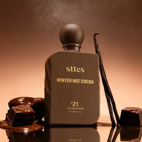 Sttes #21 Winter Hot Cocoa Memories Women's Gourmand EDP - Liquid Women's Fragrance with Milk & Vanilla, Chocolate Notes, Cozy Warmth, 100ml/3.4 fl oz (3 to 3.9 fl oz Range), No Harmful Additives, 24 Months Shelf Life