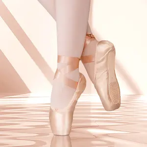Linodes Ballet Pointe Shoes Pink Satin Ballet Dance Shoe for Girls Ballerinashoes