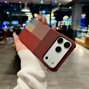 Premium Carbon Fiber Texture PC Phone Case for iPhone 17/16/15/14/13 Pro Max/air Plus, Wireless Charging Support, Shockproof Design