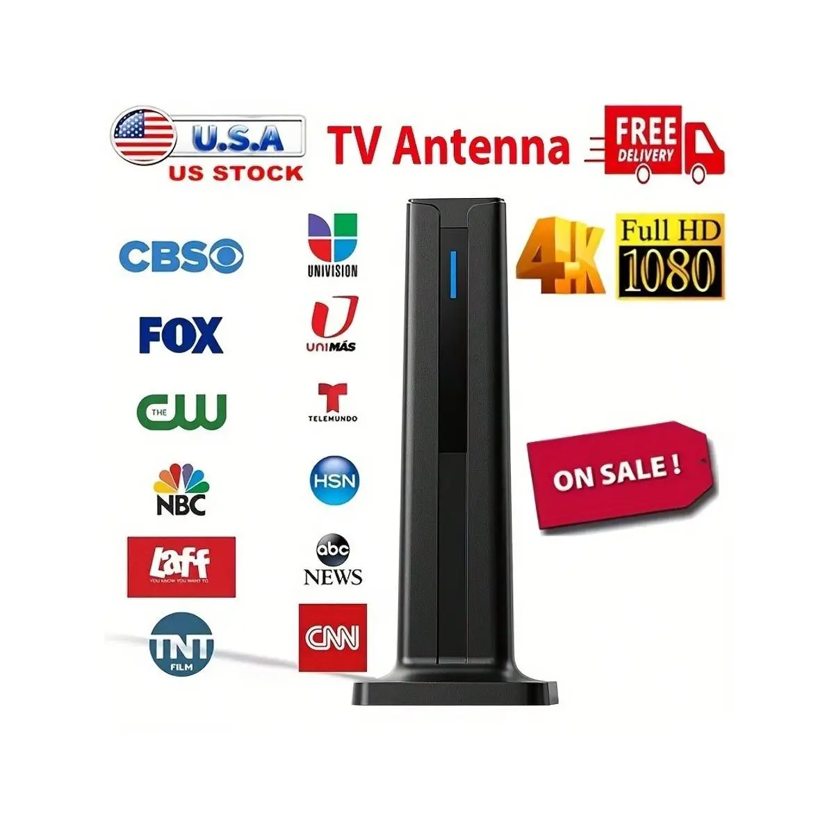 Indoor Digital Smart TV Antenna Magnetic Base, Portable High-Definition Antenna Amplifier, Local Channel Signal Enhancer, Supports 4K 1080P VHF UHF Fo
