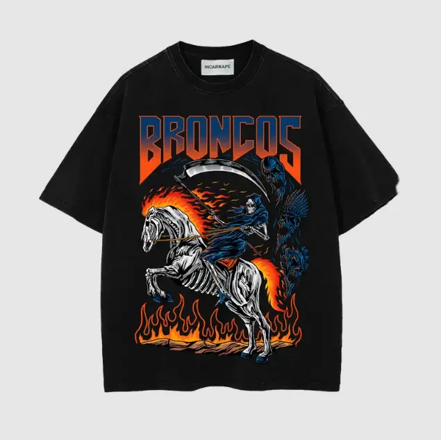 Youth and Adult Broncos Country Oversized Shirt, Vintage Denver Football Graphic Tee, Retro Game Day T-Shirt, Soft Cotton Unisex Sports Fan Gift