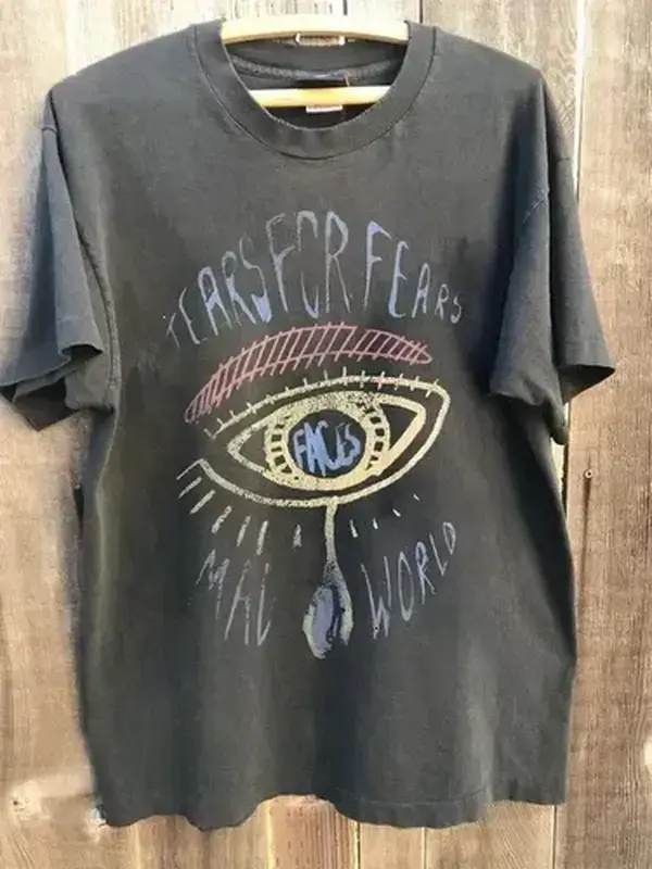 Tears for Fears Band Charcoal Short Sleeve Cotton T-shirt Unisex