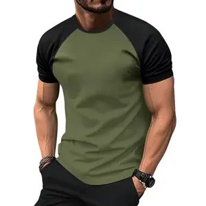 Summer lightweight men’s fashion raglan short-sleeve T-shirt with shoulder and sleeve cuff design; street-style individuality for summer; comfortable for travel and vacations; versatile for casual outdoor sports; suitable as a base layer, slim-fit fitness