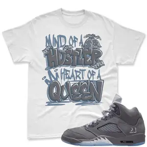 AJ5 Wolf Grey Matching T Shirt, QUEEN Graphic Shirt, 90s Hip Hop Tee, Gift For Women and Man, Unisex T-Shirt, Sneaker Head Gift