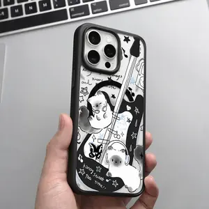 Cute Music Cat Pattern Clear Magnetic Phone Case, Compatible with MagSafe Silicone Bumper Protective Cover For iPhone X 11 12 13 14 15 16 17 Pro Max Plus Air