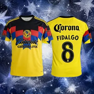 8# Fidalgo 25 26 America Home Yellow Short Sleeve Soccer Jersey Fans Version Breathable