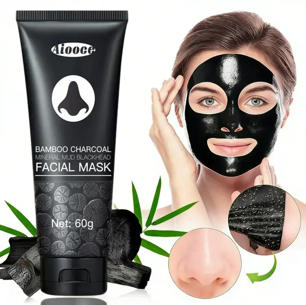 Bamboo Charcoal Peel-Off Face Mask Nose And Face Blackhead Remover, Hydrating And Moisturizing, Cleansing And Shrinking Pores, Natural Power, Deep Cleansing, Suitable For All Skin Types.