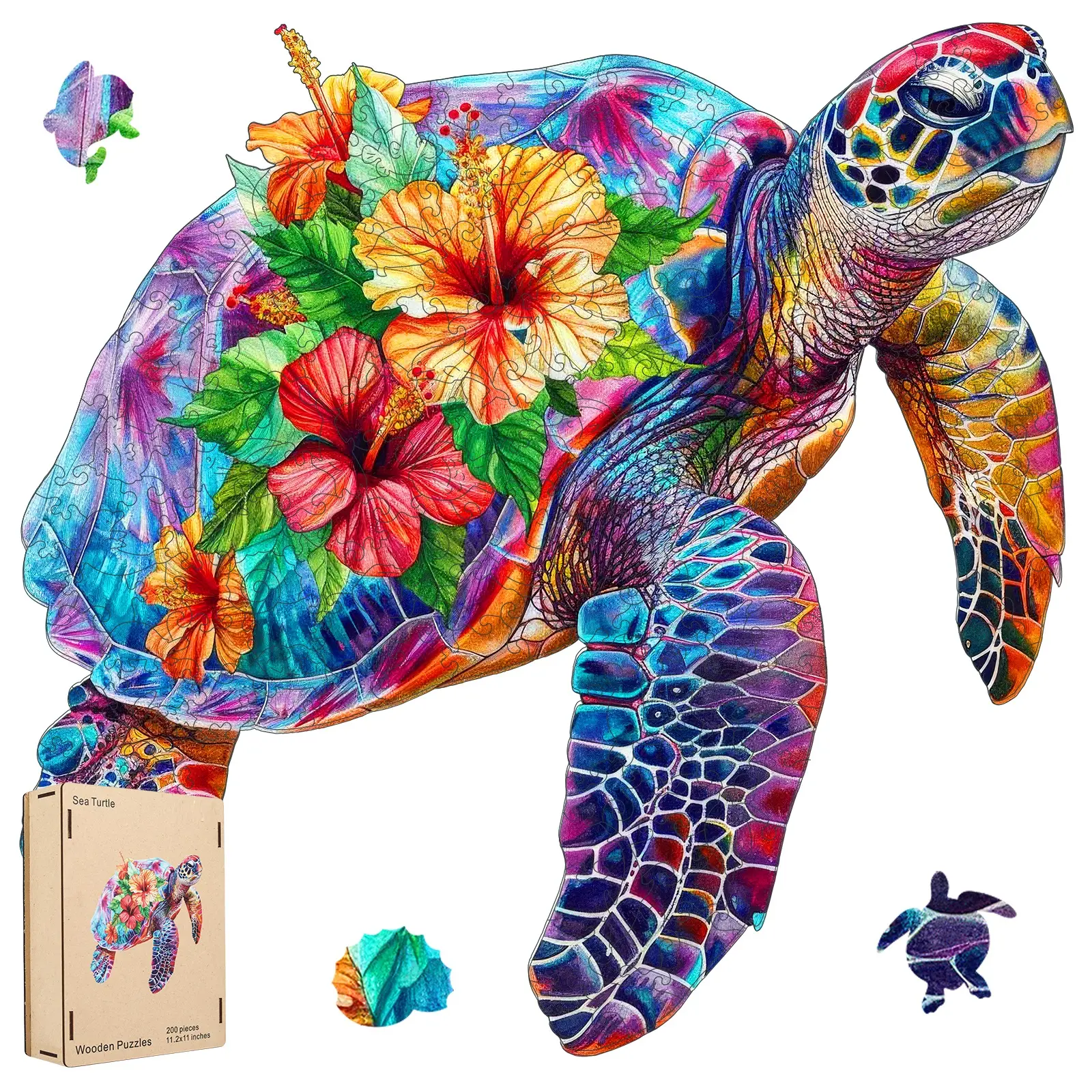 Sea Turtle Wooden Jigsaw Puzzle for Adults and Kids Unique Shape Wood ...
