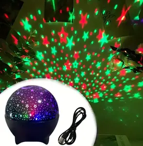 Star & Moon Projection Lamp | USB-Powered, Sound-Activated Dimming, Plastic Construction, Tabletop Display, No Batteries Required, Dreamy Theme, Freestanding, Polka-Dot Pattern | Mother's Day Gift Choice