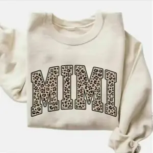 Baian - Mimi Sweatshirt, Leopard Mimi Sweater, Cute Mimi Sweatshirt, Gift for Mimi, Grandma Gift, Grandmother Outfit, Grandma Mimi Gigi