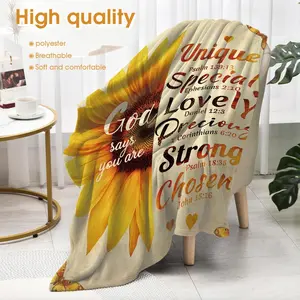 Sunflower Floral Blanket Flower Gifts for Women Kids Girls Lady Birthday Christmas Hallowmas Mom Wife Daughter Sisters Inspiring Positive Quotes Throw Easter Mother's Day Blankets