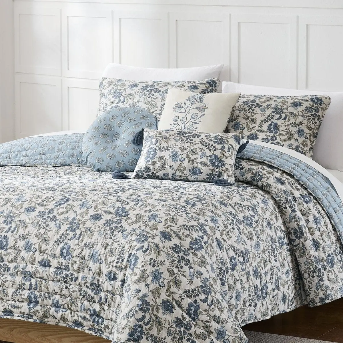Lush Decor Lillian Block Print Reversible Quilt 6 Set - Classic Floral Microfiber with Polyfill - OEKO-TEX Certified - Machine Washable Lush Decor Lillian Block Print Reversible Quilt 6 Set - Classic Floral Microfiber with Polyfill - OEKO-TEX Certified - Machine Washable