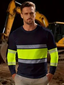 Men's striped color block print crew neck long-sleeved T-shirt, casual and stylish outdoor street sportswear for spring and autumn, suitable for everyday wear.