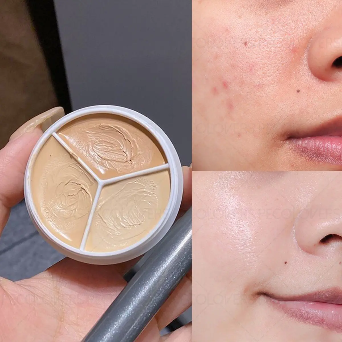 3-Color Waterproof Concealer Covers Acne Marks Dark Circles Long-lasting Flawless Coverage Super Coverage Foundation Cream Concealer Palette Cream Cosmetics