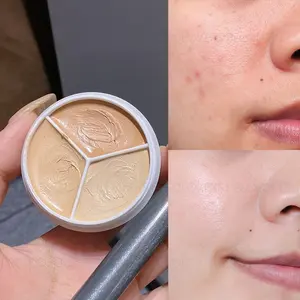 3-Color Waterproof Concealer Covers Acne Marks Dark Circles Long-lasting Flawless Coverage Foundation Cream Concealer Palette Cream Cosmetics