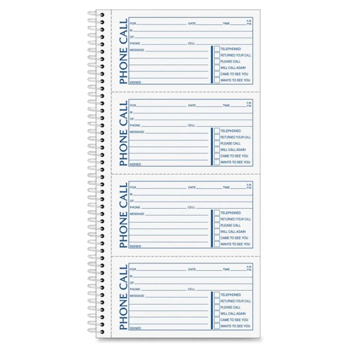 212 MAIN Spiral Bound Notebook - 11in x 5.5in, 4 Forms Per Page, 6 Check Boxes, Preprinted Call Logging Forms, Office Stationery & Accessories for Business Documentation, Office Accessories