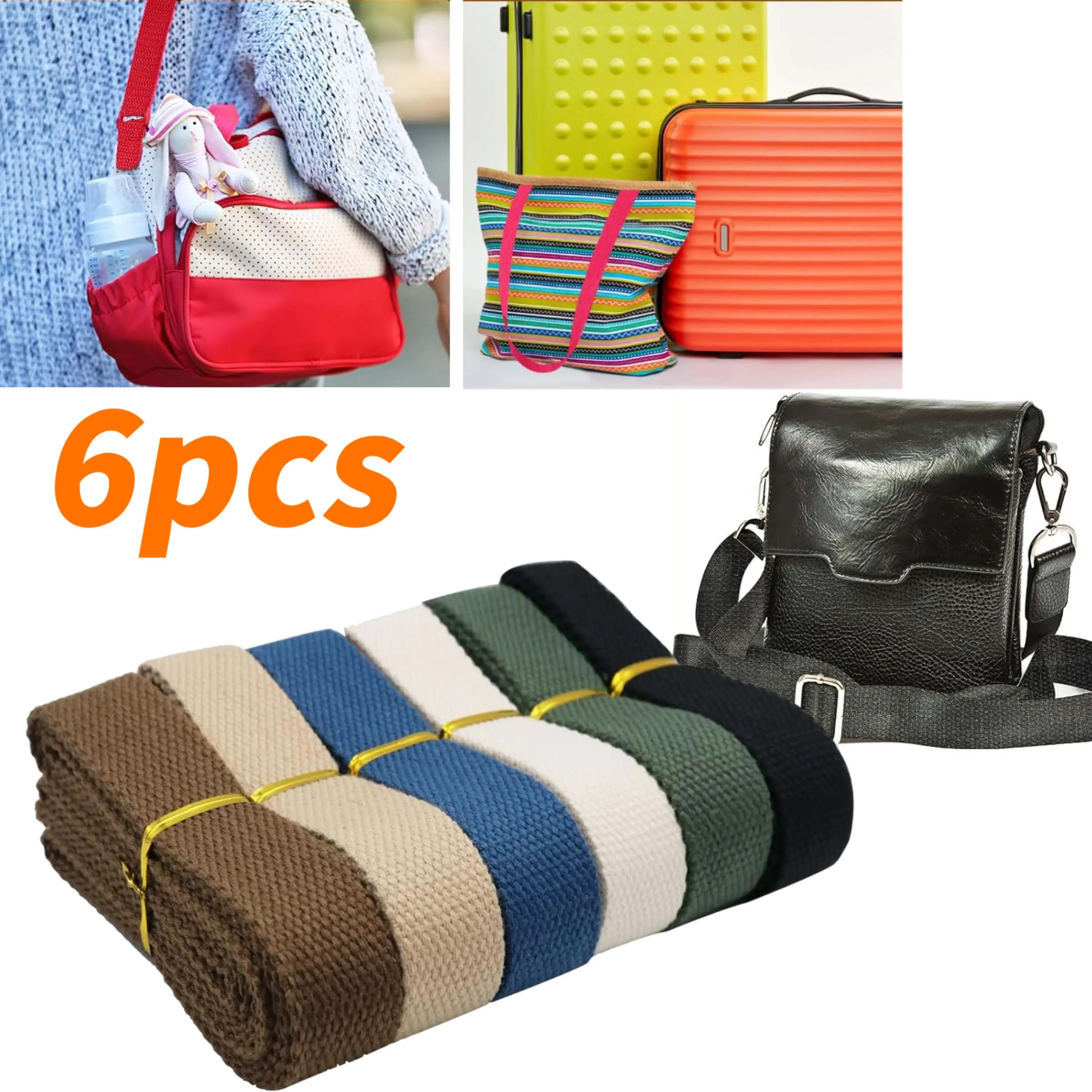 6Pcs/Set Woven Webbing,Durable Nylon Webbing,Backpack Canvas Strap,Decorative Webbing,Sewing Accessories,DIY Crafts,Used for Clothing,Luggage,Backpacks,Canvas Bags,Christmas Gifts,Hand Tools Kits