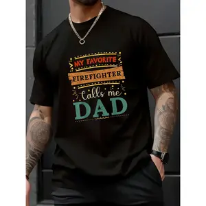 100% Cotton Unisex My Favorite Firefighter Calls Me Dad Firefighter Dad T-Shirt - Grill Master Dad Tee
