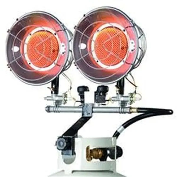 Mr. Heater 30,000 BTU LP Tank Top Heater - Double Head, 17x26 in, Direct Connect, Tip Switch, Adjustable Heat Output, Suitable for Hiking/Light Outdoor Use
