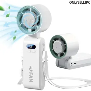 Portable Handheld Ice Cooling Fan, USB Rechargeable Foldable Mini Fan with 4 Speeds And LED Display, 1800mAh Battery, Home Office Travel Outdoor Beach Desktop Fan, Ideal Gift for Men Women